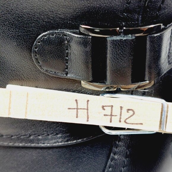 Laura Ashley Black Leather Selma Heeled Ankle / Mid Calf Boots with Buckle H712 - Picture 13 of 13